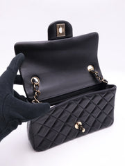 CHANEL Classic Rectangular Mini Flap Bag 20- Black with Gold Hardware