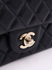 CHANEL Classic Rectangular Mini Flap Bag 20- Black with Gold Hardware