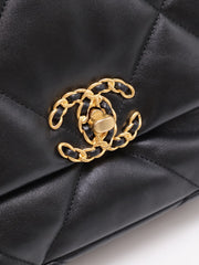 CHANEL 19 Quilted Lambskin Flap Bag 26 - Black with Gold Hardware