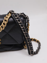 CHANEL 19 Quilted Lambskin Flap Bag 26 - Black with Gold Hardware