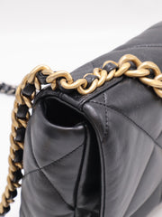 CHANEL 19 Quilted Lambskin Flap Bag 26 - Black with Gold Hardware