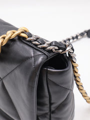 CHANEL 19 Quilted Lambskin Flap Bag 26 - Black with Gold Hardware