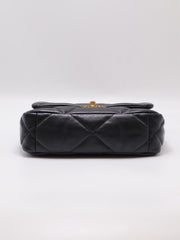 CHANEL 19 Quilted Lambskin Flap Bag 26 - Black with Gold Hardware