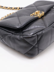 CHANEL 19 Quilted Lambskin Flap Bag 26 - Black with Gold Hardware