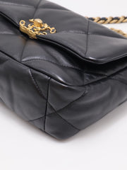 CHANEL 19 Quilted Lambskin Flap Bag 26 - Black with Gold Hardware