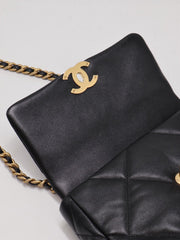 CHANEL 19 Quilted Lambskin Flap Bag 26 - Black with Gold Hardware
