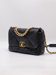 CHANEL 19 Quilted Lambskin Flap Bag 26 - Black with Gold Hardware