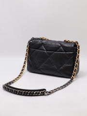 CHANEL 19 Quilted Lambskin Flap Bag 26 - Black with Gold Hardware