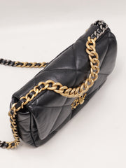 CHANEL 19 Quilted Lambskin Flap Bag 26 - Black with Gold Hardware
