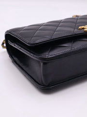 CHANEL Cruise Double Pearl Crush WOC – Black Calfskin with Gold Hardware