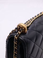 CHANEL Cruise Double Pearl Crush WOC – Black Calfskin with Gold Hardware