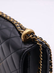 CHANEL Cruise Double Pearl Crush WOC – Black Calfskin with Gold Hardware