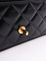 CHANEL Cruise Double Pearl Crush WOC – Black Calfskin with Gold Hardware