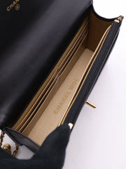 CHANEL Cruise Double Pearl Crush WOC – Black Calfskin with Gold Hardware