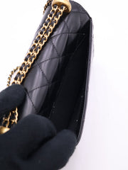 CHANEL Cruise Double Pearl Crush WOC – Black Calfskin with Gold Hardware
