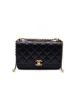 CHANEL Cruise Double Pearl Crush WOC – Black Calfskin with Gold Hardware