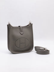 HERMES Mini Evelyne - Gris Meyer with Palladium Hardware [U]