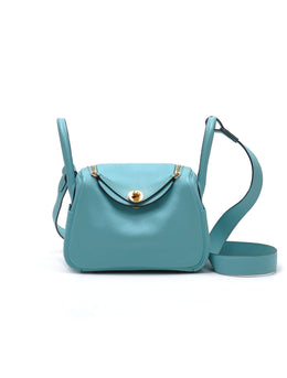 HERMES Mini Lindy - Bleu Atoll with Gold Hardware [Y]