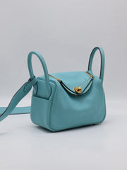 HERMES Mini Lindy - Bleu Atoll with Gold Hardware [Y]