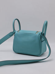 HERMES Mini Lindy - Bleu Atoll with Gold Hardware [Y]