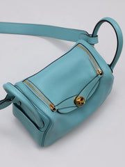 HERMES Mini Lindy - Bleu Atoll with Gold Hardware [Y]