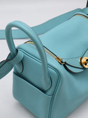HERMES Mini Lindy - Bleu Atoll with Gold Hardware [Y]