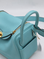 HERMES Mini Lindy - Bleu Atoll with Gold Hardware [Y]