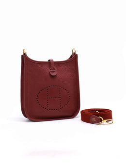 HERMES Mini Evelyne - Rouge H with Gold Hardware [B]