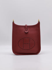 HERMES Mini Evelyne - Rouge H with Gold Hardware [B]