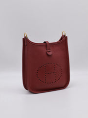 HERMES Mini Evelyne - Rouge H with Gold Hardware [B]