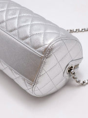 CHANEL Grained Calfskin Bowling Bag - Silver