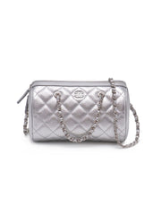 CHANEL Grained Calfskin Bowling Bag - Silver