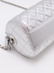 CHANEL Grained Calfskin Bowling Bag - Silver