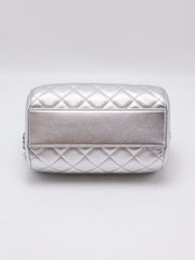 CHANEL Grained Calfskin Bowling Bag - Silver