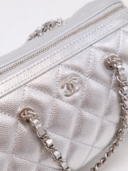 CHANEL Grained Calfskin Bowling Bag - Silver