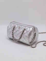 CHANEL Grained Calfskin Bowling Bag - Silver