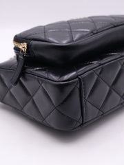 CHANEL 26P Double Chain Camera Bag - Black with Gold Hardware
