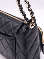 CHANEL 26P Double Chain Camera Bag - Black with Gold Hardware