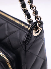 CHANEL 26P Double Chain Camera Bag - Black with Gold Hardware