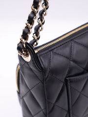 CHANEL 26P Double Chain Camera Bag - Black with Gold Hardware