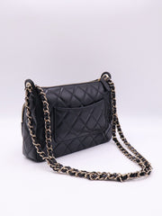 CHANEL 26P Double Chain Camera Bag - Black with Gold Hardware