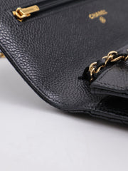 CHANEL Classic Grained Calfskin Wallet on Chain - Black with Gold Hardware [Series 31]