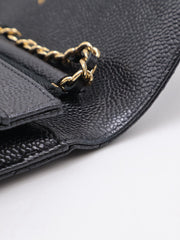 CHANEL Classic Grained Calfskin Wallet on Chain - Black with Gold Hardware [Series 31]