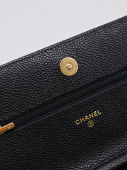CHANEL Classic Grained Calfskin Wallet on Chain - Black with Gold Hardware [Series 31]