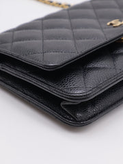 CHANEL Classic Grained Calfskin Wallet on Chain - Black with Gold Hardware [Series 31]