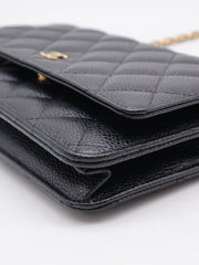 CHANEL Classic Grained Calfskin Wallet on Chain - Black with Gold Hardware [Series 31]