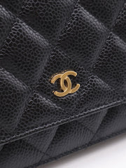 CHANEL Classic Grained Calfskin Wallet on Chain - Black with Gold Hardware [Series 31]