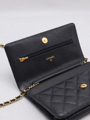 CHANEL Classic Grained Calfskin Wallet on Chain - Black with Gold Hardware [Series 31]