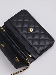 CHANEL Classic Grained Calfskin Wallet on Chain - Black with Gold Hardware [Series 31]