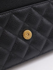 CHANEL Classic Grained Calfskin Wallet on Chain - Black with Gold Hardware [Series 31]
